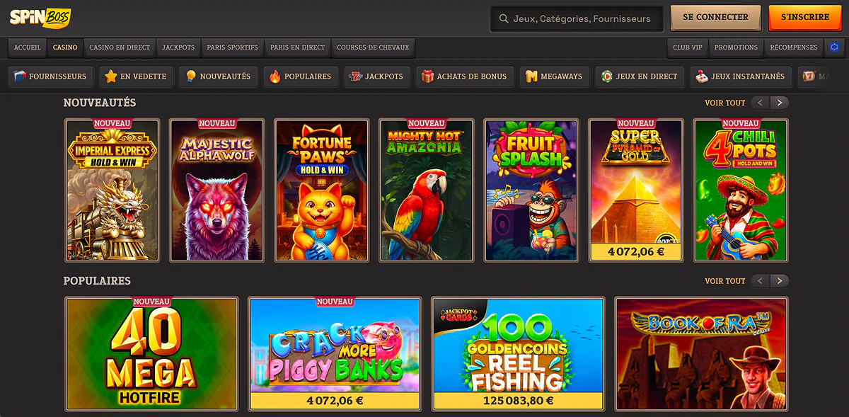 Les meilleurs jeux de casino sur SpinBoss Casino en ligne Catalogue de jeux sur Spin Boss Casino en ligne