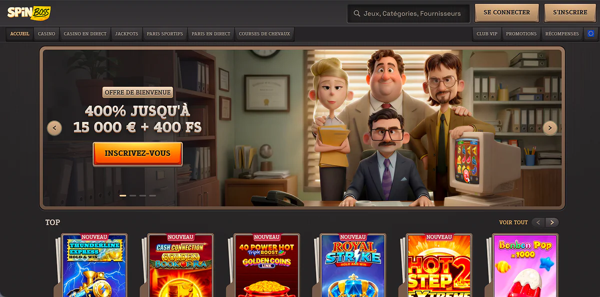 Présentation du site Spinboss France Avis sur Casino SpinBoss en ligne