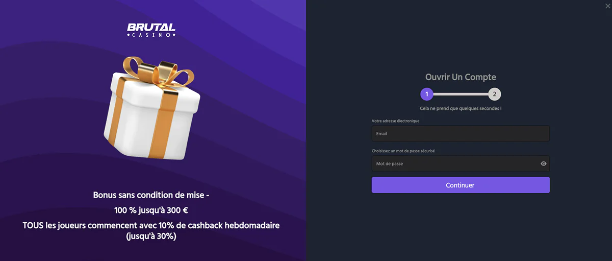 Inscription au Brutal Casino BrutalCasino Connexion Après l'Inscription en France