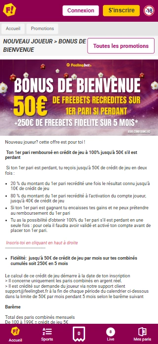 FeelingBet en Ligne Presente Top Offre de Bienvenue en France