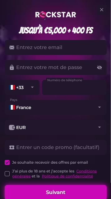 Inscription au Casino RockStar Log In à Star Rock Casino App {{ now().format('Y') }} pour Joueurs en FR